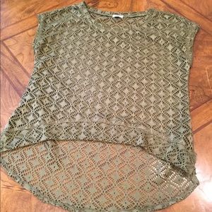 Crochet beach wear Open knit cover up Blouse Sz L